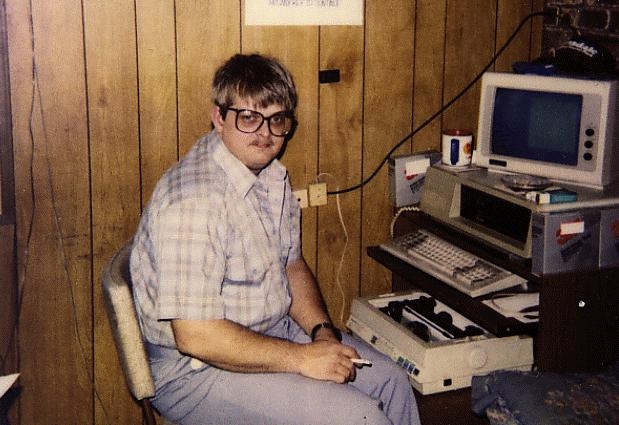 nerd in front of a computer